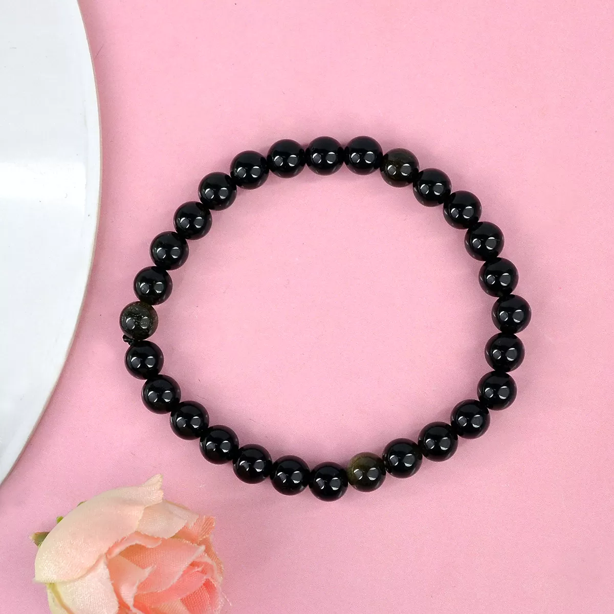 Black Obsidian Bracelet 6mm Natural Beads Reiki Healing Crystal Healing Stone 