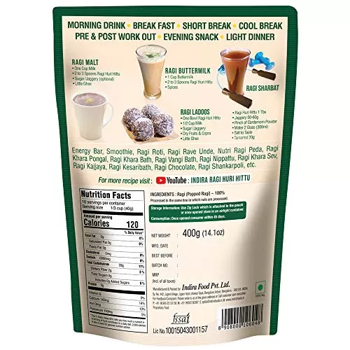 Ragi Huri Hittu (800g 400gx2) Ragi Malt Health Mix Just Add Milk. Finger Millet Mix Powder, 3 image