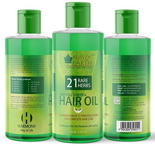Bliss of Earth Hair Fall Control Hair Oil With 21 Rare Herbs | 2x100ML |  For Hair Fall Grey Hair Dandruff Dry & Dull Hair - the best price and  delivery | Globally