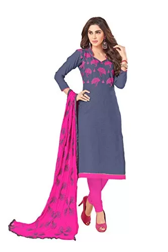 DnVeens Cotton Slub Salwar Kameez Dress Material for Womens (DHADAK4012 Purple Grey Unstitched)