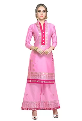 DnVeens Women Embroidery Cotton Dress Material (MDSAAYRA1702 Free Size Pink)