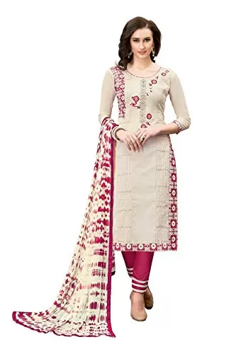 DnVeens Chanderi Embroidered Salwar Kameez Suit Set Dress Materials for Women BLMDSLVN6010