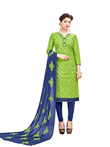 DnVeens Women Cotton Mirror Work Churidar Dress Material Unstitched Salwar Kameez