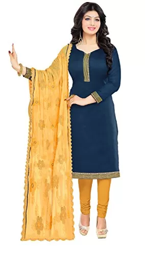 DnVeens Women Chanderi Heavy Dupatta Embroidery Unstitched Salwar Suit Material