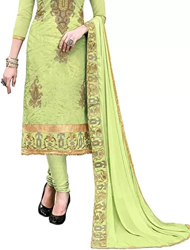 DnVeens Women Chanderi Silk Hand Work Embroidery Unstitched Churidar Salwar Suit Dress Material, 4 image