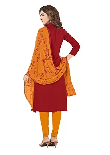 DnVeens Cotton Slub Salwar Kameez Dress Material for Womens (DHADAK4002 Red Orange Unstitched), 2 image