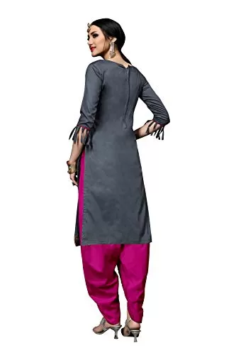 DnVeens Women's Cotton Embroidered Dress Material With Fancy Dupatta MDSULTANA7303 Grey Unstitched), 2 image