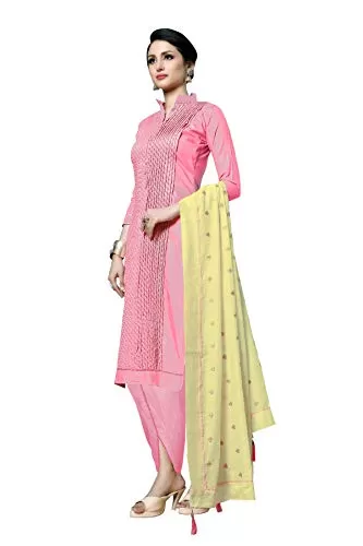 DnVeens Women's Pink Cotton Embroidered Fancy Salwar Suit Dress Material (MDLAADO7211 Free Size), 3 image