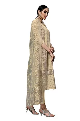 DnVeens Women's Cotton Embroidered Dress Material With Dupatta Suit Set MDSULTANA7305 Chiku Unstitched), 3 image