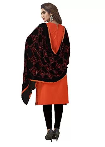 DnVeens Cotton Slub Salwar Kameez Dress Material for Womens (DHADAK4006 Peach Black Unstitched), 2 image