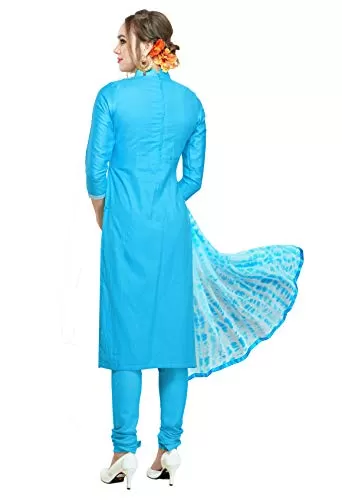DnVeens Women Embroidery Cotton Dress Material (MDSAAYRA1709 Free Size Sky Blue), 2 image
