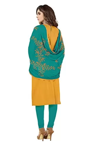 DnVeens Cotton Slub Salwar Kameez Dress Material for Womens (DHADAK4003 Yellow Green Unstitched), 2 image
