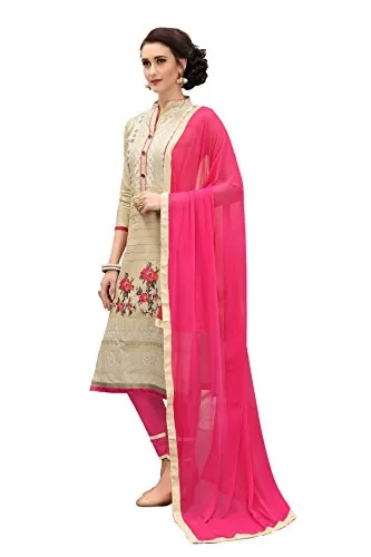DnVeens Women's Multi Pure Cotton Embroidered Work UnStitched Salwar Suit Material (MDKHWAAB7004 Free Size), 4 image