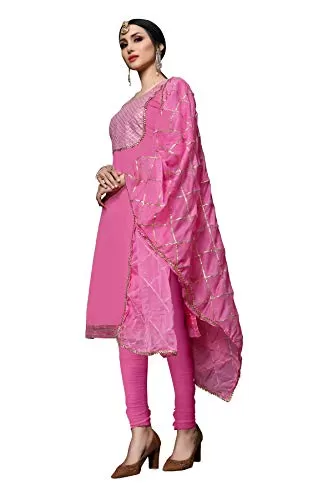 DnVeens Women's Cotton Embroidered Dress Material With Fancy Dupatta MDSULTANA7309 Pink Unstitched), 3 image