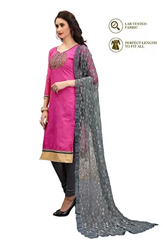 DnVeens Chanderi Embroidered Salwar Kameez Suit Set Dress Materials for Women BLMDSLVN6003, 2 image