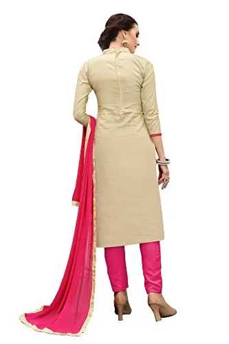 DnVeens Women's Multi Pure Cotton Embroidered Work UnStitched Salwar Suit Material (MDKHWAAB7004 Free Size), 2 image