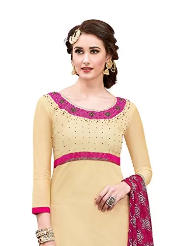 DnVeens Chanderi Embroidered Salwar Kameez Suit Set Dress Materials for Women BLMDSLVN6006, 4 image