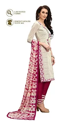 DnVeens Chanderi Embroidered Salwar Kameez Suit Set Dress Materials for Women BLMDSLVN6010, 2 image