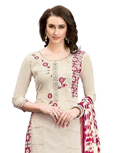 DnVeens Chanderi Embroidered Salwar Kameez Suit Set Dress Materials for Women BLMDSLVN6010, 4 image