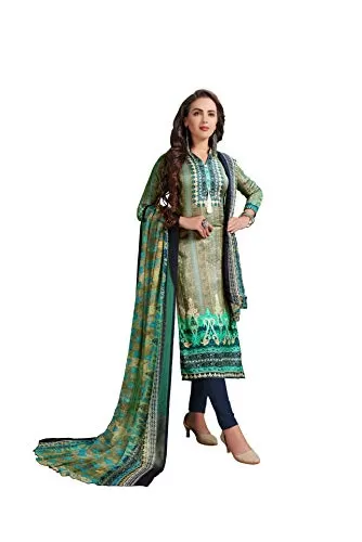 DnVeens Women Cotton Printed Unstitched Dress Material (MDSELFIE1001 Green), 4 image