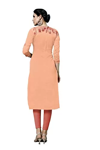 DnVeens Women Orange Cotton Embroidered Salwar Suit Dress Material (MDLAADO7201 Free Size), 2 image