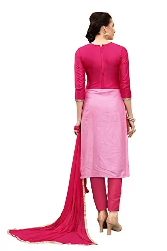 DnVeens Women's Pink Pure Cotton Embroidered Work UnStitched Salwar Suit Material (MDKHWAAB7001 Free Size), 2 image