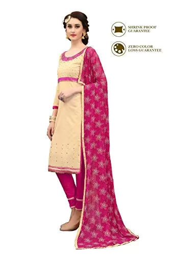 DnVeens Chanderi Embroidered Salwar Kameez Suit Set Dress Materials for Women BLMDSLVN6006, 3 image