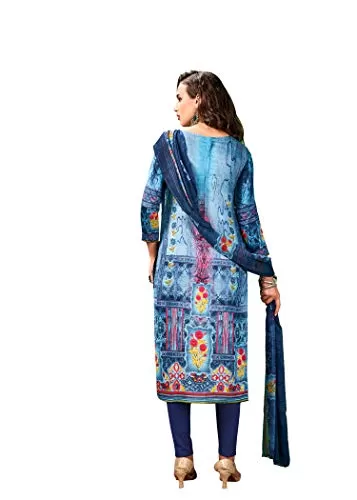 DnVeens Women Cotton Printed Unstitched Dress Material (MDSELFIE1005 Blue), 2 image