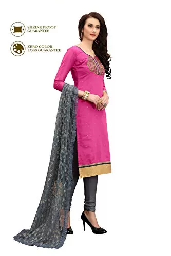 DnVeens Chanderi Embroidered Salwar Kameez Suit Set Dress Materials for Women BLMDSLVN6003, 3 image