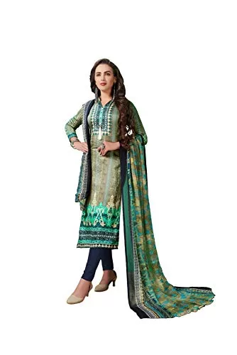 DnVeens Women Cotton Printed Unstitched Dress Material (MDSELFIE1001 Green), 3 image