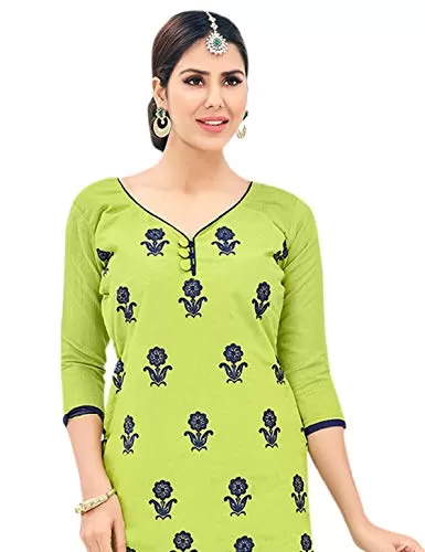 DnVeens Women Chanderi Heavy Embroidered Casual Salwar Suit Dress Material (BLGNGSMR1008A Green Blue Unstitched), 2 image