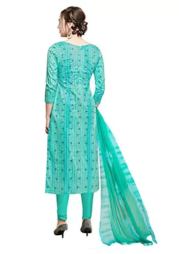DnVeens Women's Pure Cotton Unstitched Embroidery Dress Material (MDAAMIRA1806; Rama; Free Size), 2 image