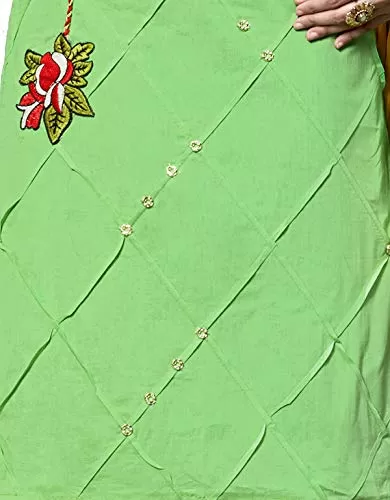 DnVeens Women's Cotton Embroidered Dress Material With Fancy Dupatta MDSULTANA7304 Green Unstitched), 4 image