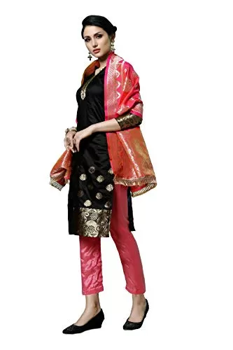 DnVeens Women's Black Cotton Embroidered Fancy Salwar Suit Dress Material (MDLAADO7204 Free Size), 3 image