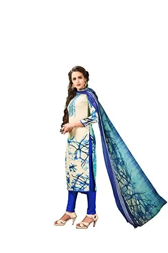 DnVeens Women Cotton Printed Unstitched Dress Material (MDSELFIE1008 Blue), 4 image
