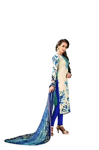 DnVeens Women Cotton Printed Unstitched Dress Material (MDSELFIE1008 Blue), 3 image