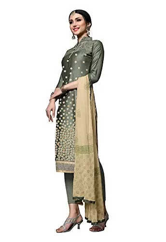 DnVeens Women's Cotton Heavy Embroidery Unstitched Salwar Suit Dress Material, 3 image