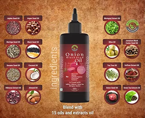 Onion Black Seed Oil - 250 ml (Onion Hair oil) | Onion Oil for Hair Growth & Hair Fall Control l Supports long lustrous & shiny hair I No Synthetic Fragrance | No Preservative., 3 image