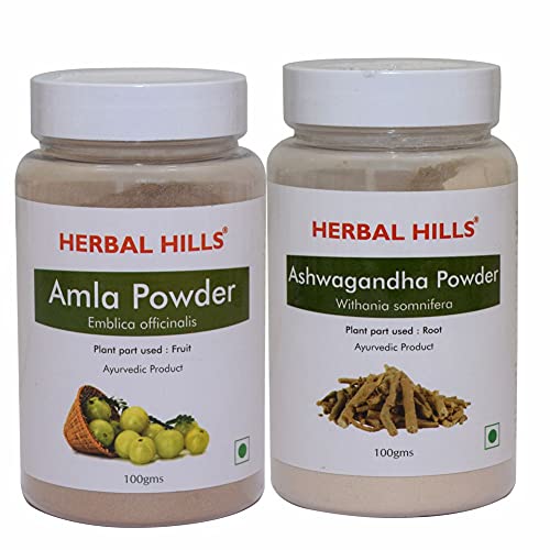 Herbal Hills Amla Powder and Ashwagandha Powder - 100 gms each for hair  growth and immunity booster - the best price and delivery | Globally