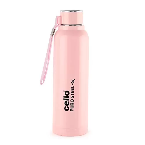 Cello Puro Steel-X Benz Water Bottle with Inner Steel and Outer Plastic 900 ml (Pink)