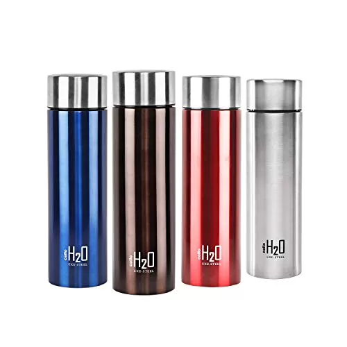 Cello H2O Stainless Steel Water Bottle Set 1 Litre Set of 4 Assorted