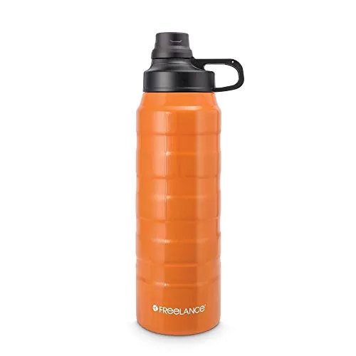Freelance Genesis Vacuum Insulated Stainless Steel Flask Water Beverage Travel Bottle 900 ml Orange (1 Year )