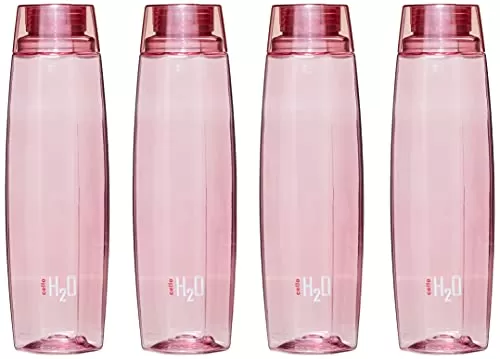Cello Octa Premium Edition Safe Plastic Water Bottle 1 Litre Set of 4 Pink