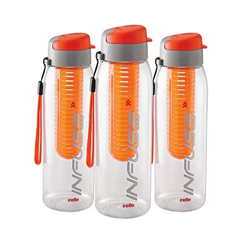 Cello Infuse Plastic Water Bottle Set 800ml Set of 3 Orange