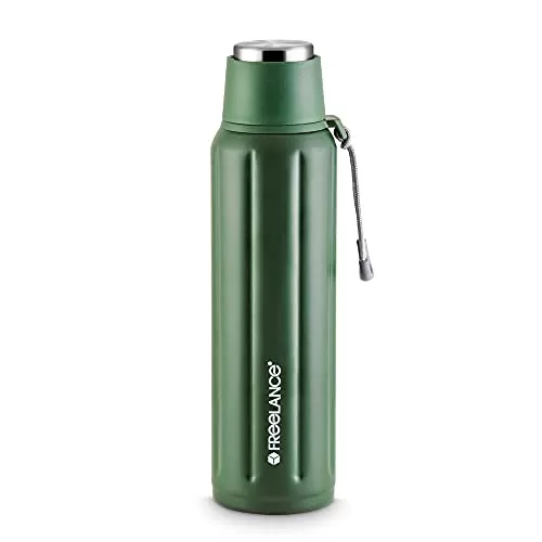 Freelance Valkyrie Vacuum Insulated Stainless Steel Flask Water Beverage Travel Bottle 600 ml Green (1 Year )