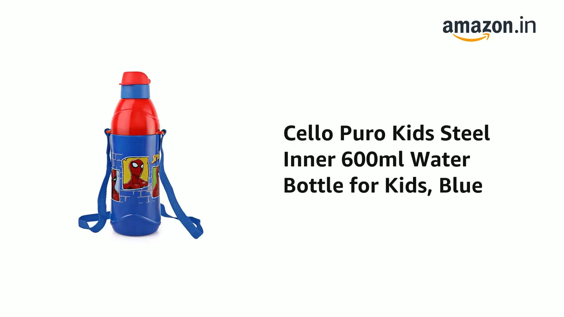 Cello Puro Kids Steel Inner 600ml Water Bottle for Kids BlueSet of 1, 2 image
