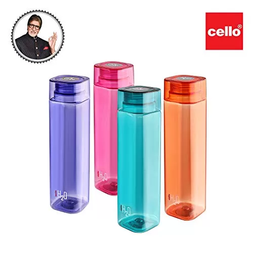 Cello H2O Plastic Water Bottle 1000ml Set of 4 Multicolour, 2 image