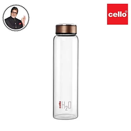 Cello H2O Borosilicate Glass Water Bottle Clear 600 ml Copper, 2 image