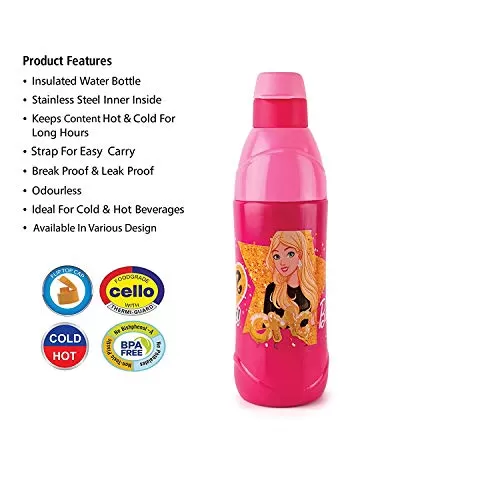Cello Kid's Stainless Steel Puro Zee Insulated 'Water Bottle Pink 600 ml, 4 image