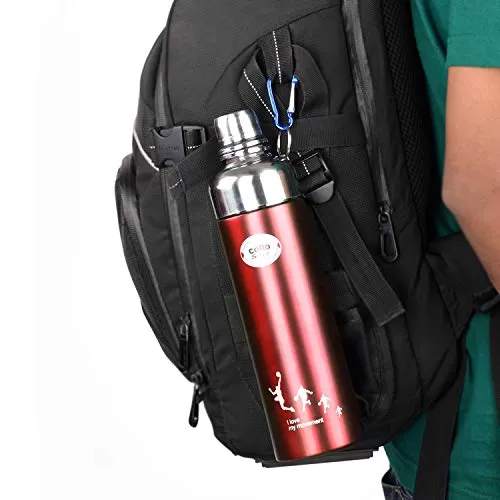 Cello Sleek Stainless Steel Hot and Cold Double Walled Water Bottle (600ml Red), 2 image